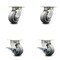 Service Caster 4 Inch Kingpinless Thermoplastic Rubber Wheel Swivel Caster Set with 2 Brakes SCC-KP30S420-TPRRF-2-SLB-2 - alternate 1